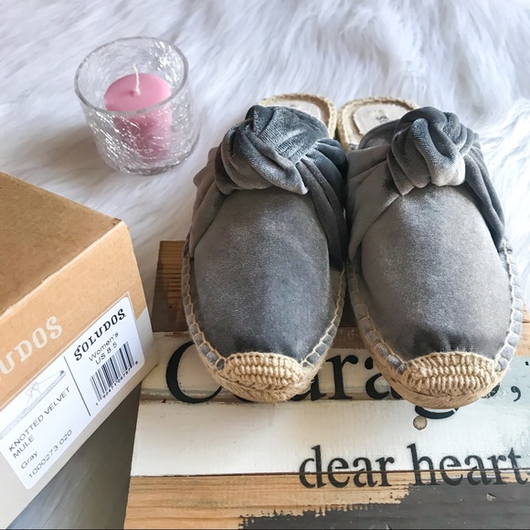 SOLUDOS Boquita Knot Velvet Mule Grey Espadrilles - Picture 3 of 7